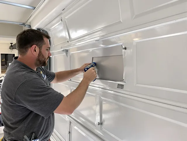 Garage door panel repair by St. Cloud Garage Door Repair in St. Cloud
