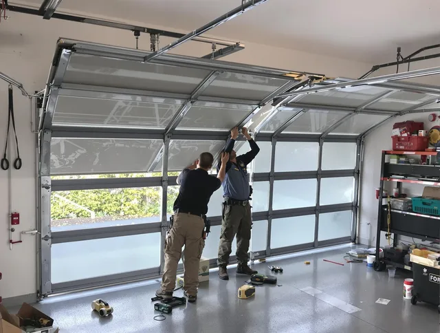St. Cloud Garage Door Repair expert performing precise panel replacement on St. Cloud garage door